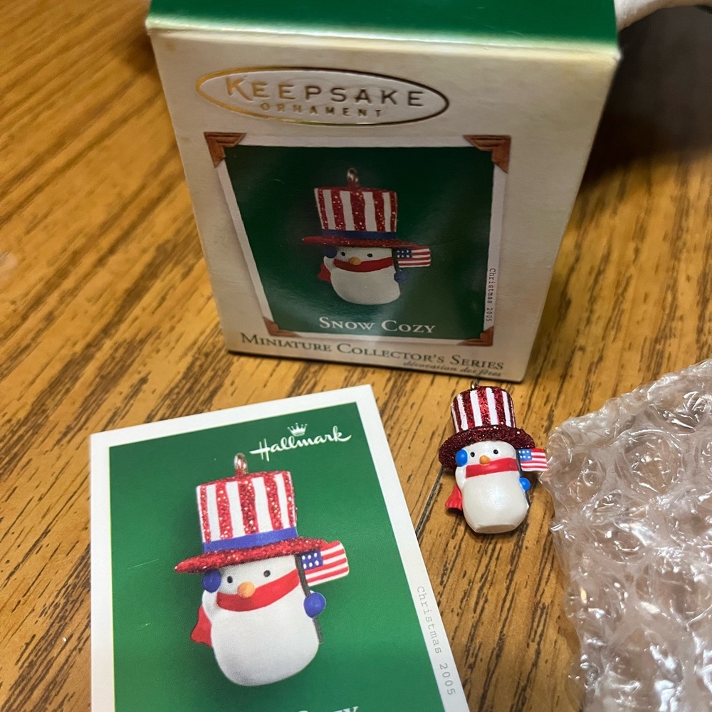 Hallmark Snow Cozy Ornament with Red and Blue Hat